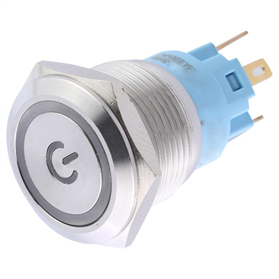 19MM自锁带电源符号金属按钮开关