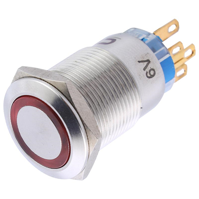 19MM红色环形灯金属按钮开关