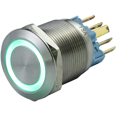 25MM复位环形灯金属按钮开关